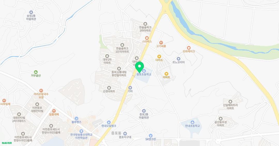 증포초등학교병설유치원 위치 지도