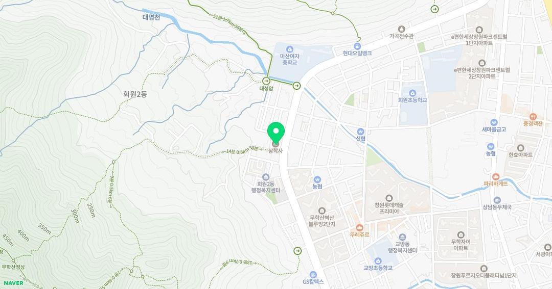 삼학사금강유치원 위치 지도