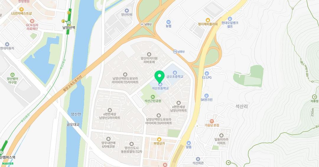 석산초등학교병설유치원 위치 지도