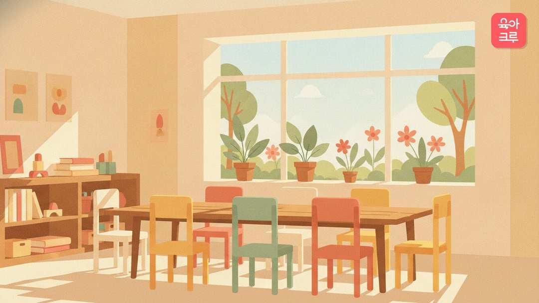 책상과 의자가 놓인 조용한 대안교육 공간 일러스트