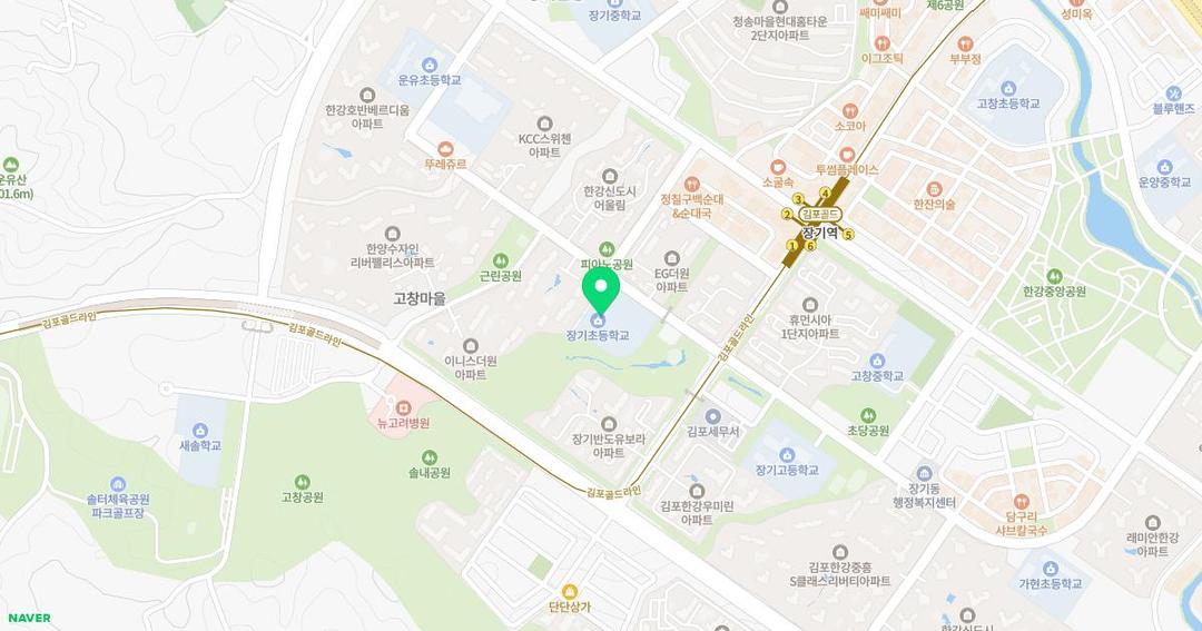 장기초등학교병설유치원 위치 지도